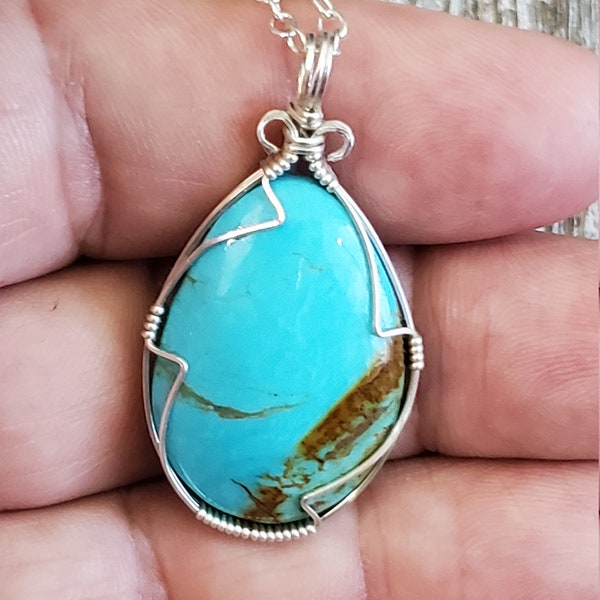 Turquoise Mountain Pendant, Aaa Grade, Native American Powerful Sacred Healing & Medatition Stone, Rock Star of the Healing Stones, Handmade