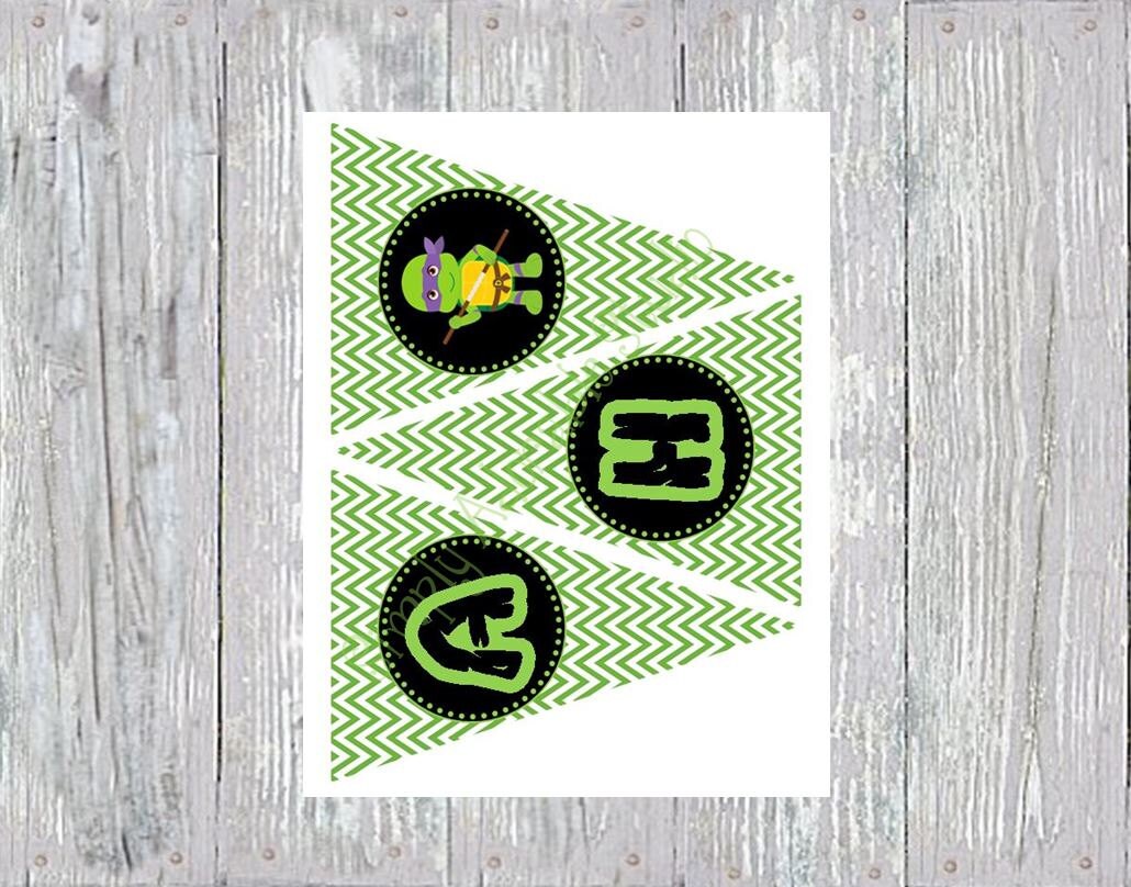 Cute Teenage Mutant Ninja Turtles Printable Banner | Etsy