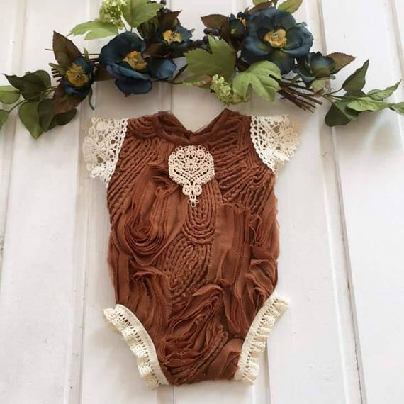 Cod 301Newborn Lace Romper baby bloomerbaby brown baby | Etsy