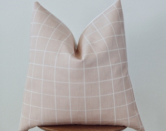 Pink Windowpane Pillow Cover