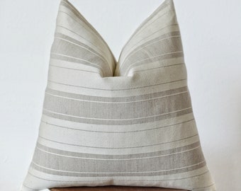 Natural Woven Striped Pillow Cover