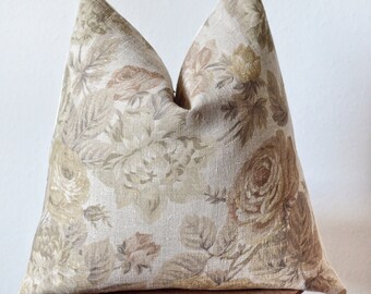 Vintage Floral Linen Pillow Cover