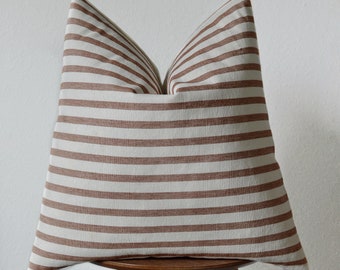 Brown Woven Striped Pillow Cover