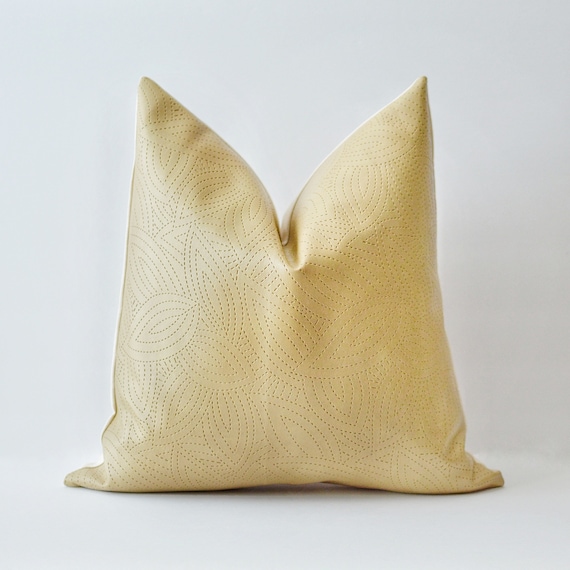 Mustard color rustic old pattern soft faux leather fabric pillow cover-1QTY