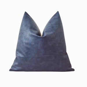 Midnight Blue Faux Leather Pillow Cover