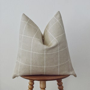 Neutral Windowpane Woven Pillow Cover