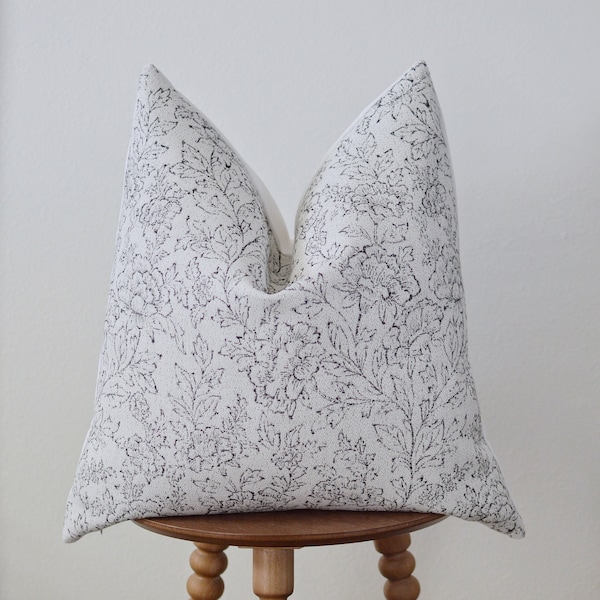 Black Floral Pillow Etsy