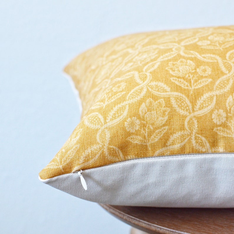 Gold Floral Pillow Cover image 3