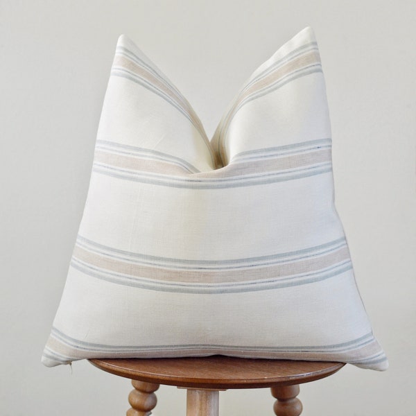 Carrie Striped Linen Pillow Cover