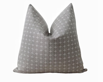 Mini Cross Indoor/Outdoor Luxe Pillow Cover (2 color option, gray or white) || modern pattern