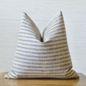Navy Blue Farmhouse Striped Pillow Cover