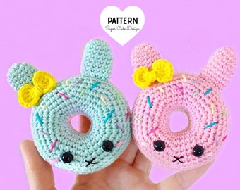 Bunny Donuts PDF Pattern, amigurumi, crochet