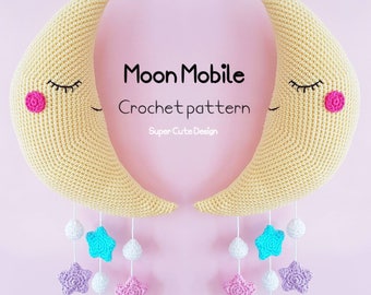 Moon Mobile PDF Pattern, crochet, amigurumi