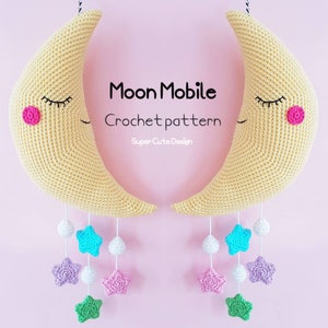 Moon Mobile PDF Pattern, crochet, amigurumi