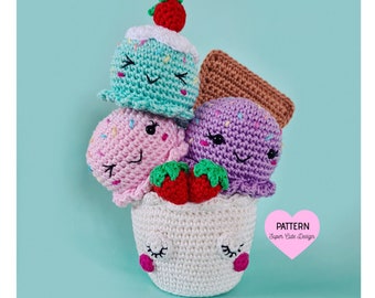 ICE CREAM BOWL, pdf Pattern, amigurmi, crochet