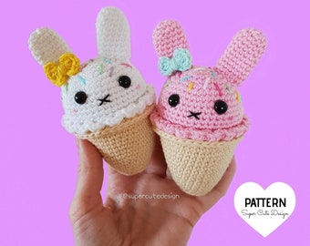 Bunny Ice Cream PDF Pattern, amigurumi, crochet
