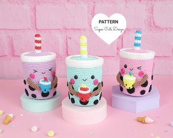 Boba Tea Buddies - Patron PDF, crochet, amigurumi