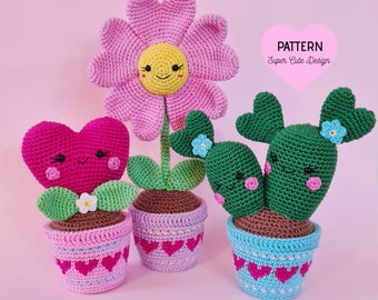 FLOWER LOVE, Set of 3 patterns, PDF Pattern, crochet, amigurumi
