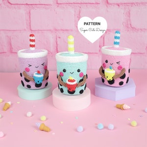 Boba Tea Buddies - PDF Pattern, crochet, amigurumi