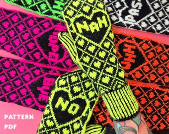 Emotionally Honest Mittens Knitting Pattern | Colorwork Mittens | Mix & Match Charts | Funny Knit Gloves PDF