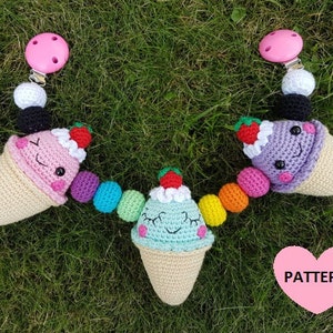 Ice Cream Stroller Mobile PATTERN PDF, crochet amigurumi image 1