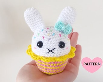 Bunny Cupcake PDF Pattern, amigurmi, crochet