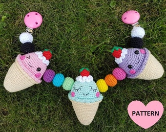 Ice Cream Stroller Mobile PATTERN PDF, crochet amigurumi