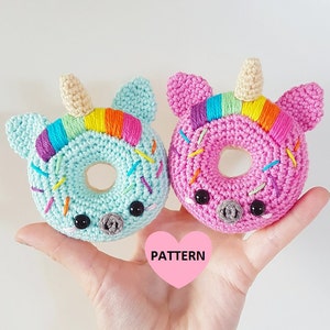 Unicorn Donuts PDF Pattern, amigurumi, crochet
