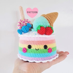 Rainbow Candy Cake - PDF Pattern, crochet, amigurumi