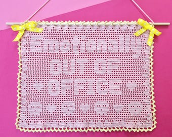 Emotionally Out of Office Filet Crochet Pattern | Wall Hanging | PDF | Digital Download