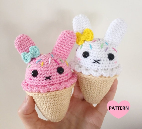 crochet bunny ice cream toy