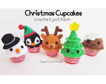 Christmas Cupcakes PDF Pattern, crochet, amigurumi