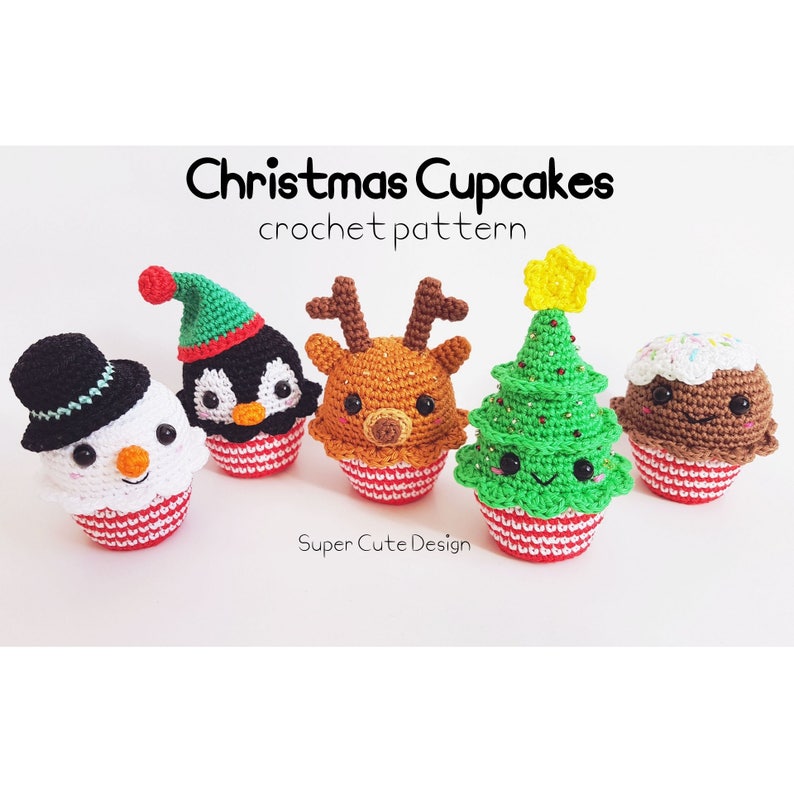 Christmas Cupcakes PDF Pattern, crochet, amigurumi image 1