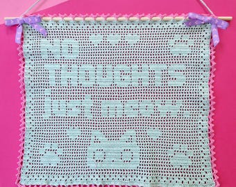 NO THOUGHTS, just meow... Filet Crochet Pattern | Wall Hanging | PDF | Digital Download