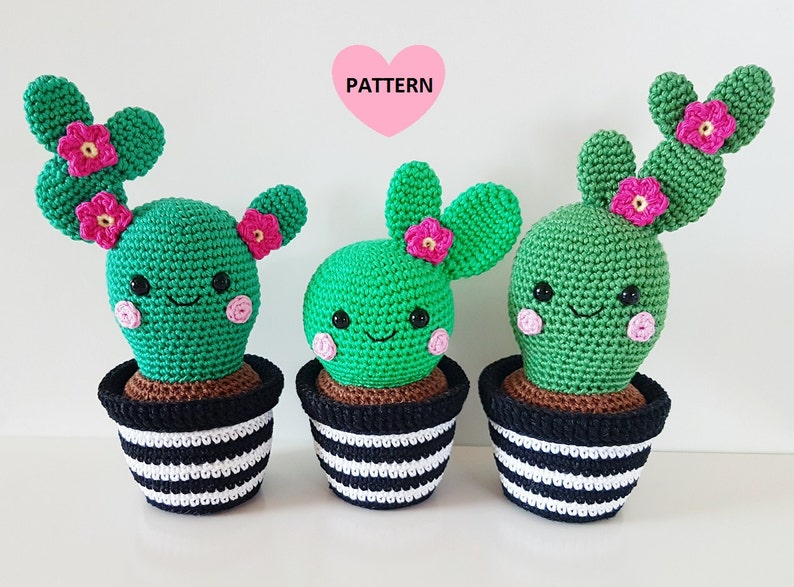 Cactus Friends PDF Pattern, amigurumi, crochet image 1