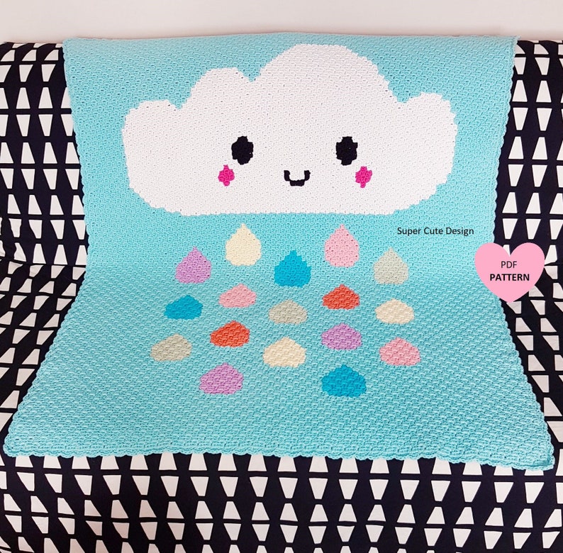 Cloud Blanket Corner to Corner C2C Graphgan Pattern Chart with Written Instructions image 1