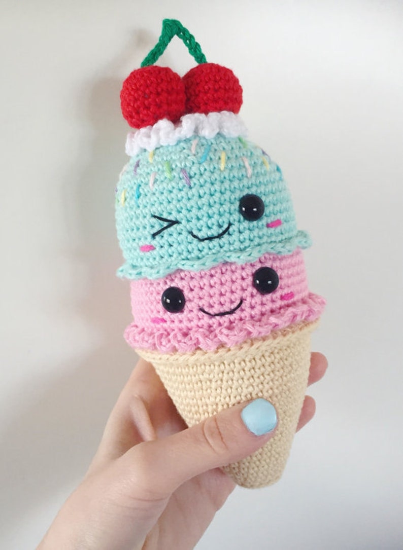 big ice cream cone pdf pattern amigurumi crochet etsy