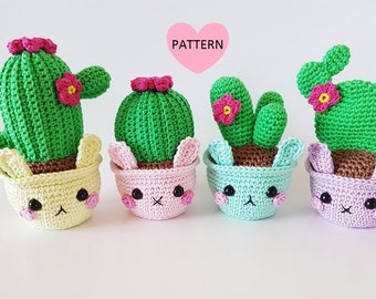 Cactus Bunnies PDF Pattern, amigurumi, crochet