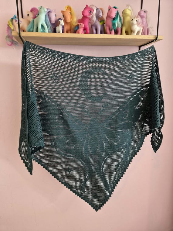 Moth Girl Season | Filet Crochet Shawl Pattern | PDF Digital Download