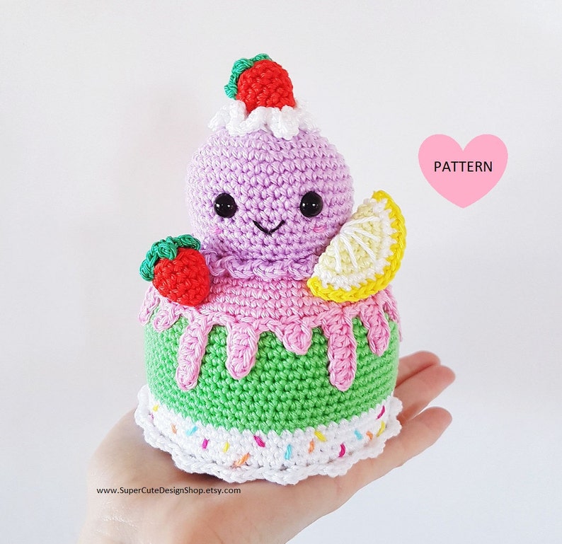 Ice Cream Cake PDF Pattern, crochet, amigurumi image 1