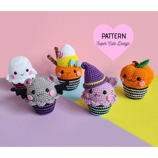 Halloween Cupcakes PDF Pattern, crochet, amigurumi