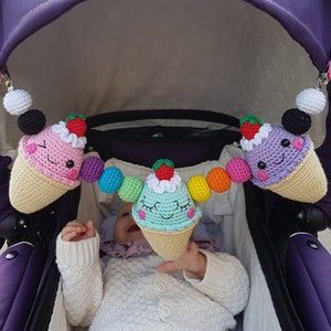 Ice Cream Stroller Mobile PATTERN PDF, crochet amigurumi image 2