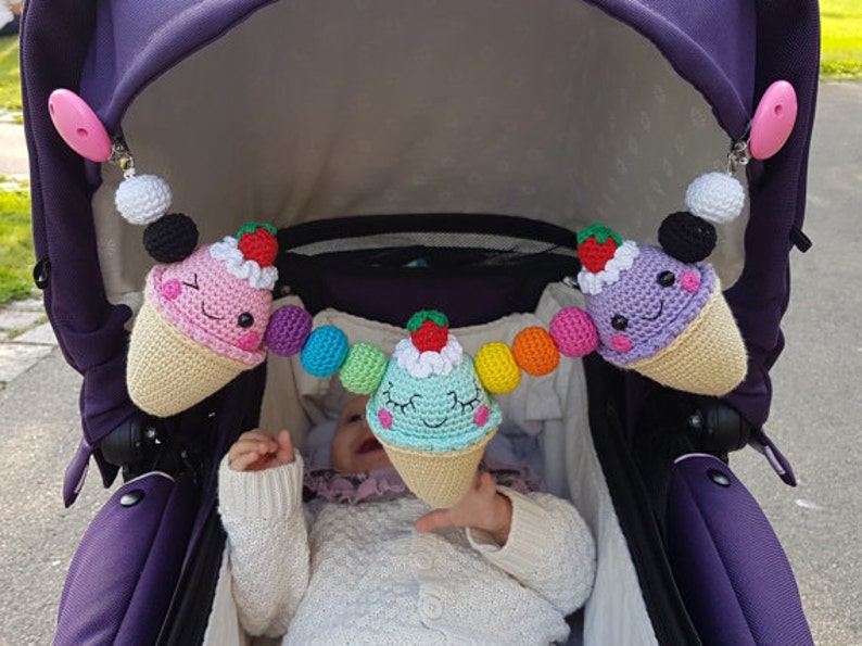 Ice Cream Stroller Mobile PATTERN PDF, crochet amigurumi image 2