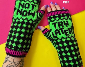 Not Now / Try Later Mittens Knitting Pattern | Colorwork Mittens | Funny Knit Gloves PDF