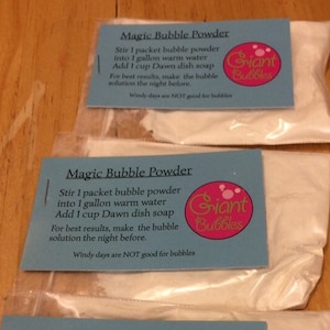 Magic Bubble Powder 5  or  12 pack. To make the most amazing bubbles you’ll ever make!