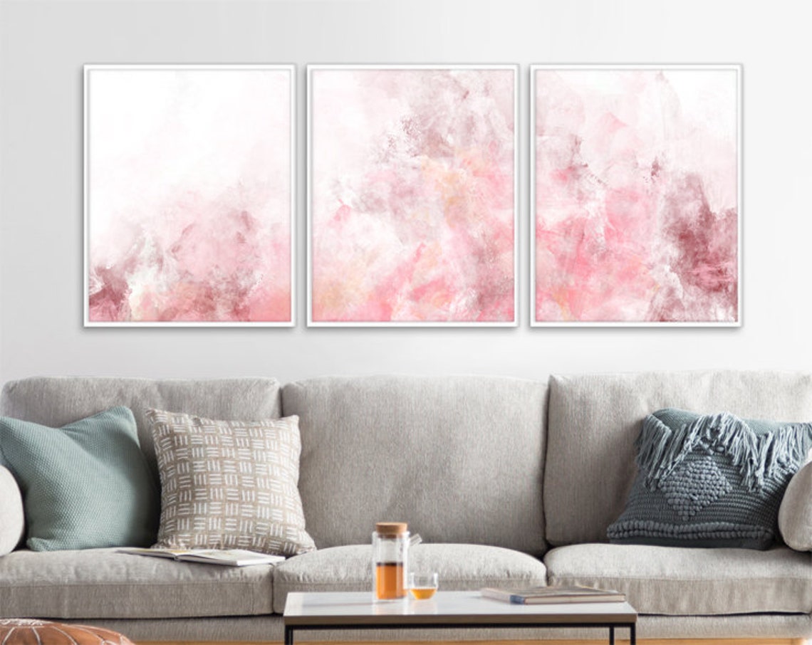 Blush Pink Decor Blush Pink Wall Art 3 Poster Set Bedroom - Etsy