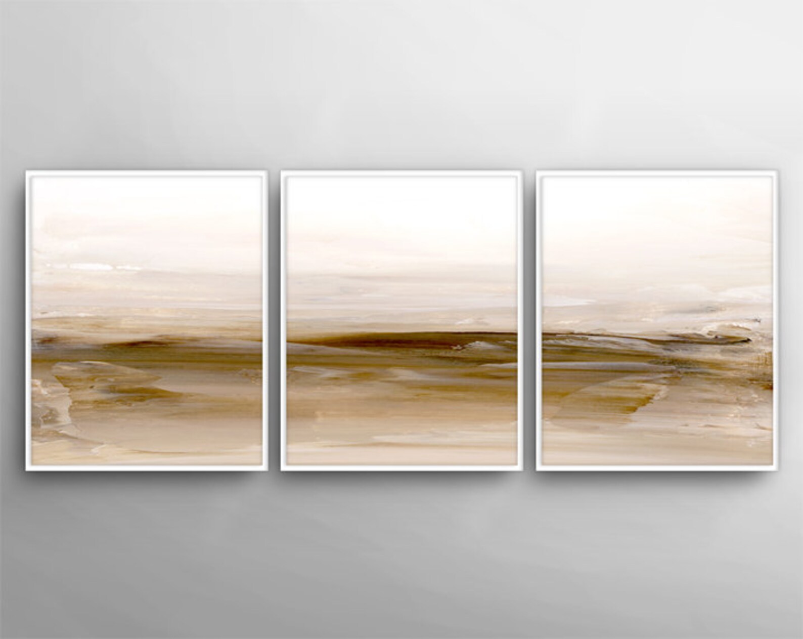 Bedroom Wall Art Set of 3 Modern Art Set Neutral Colors Etsy