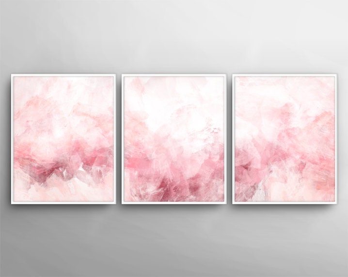 Blush pink wall artBedroom Poster Set Set of 3 3 Canvas | Etsy