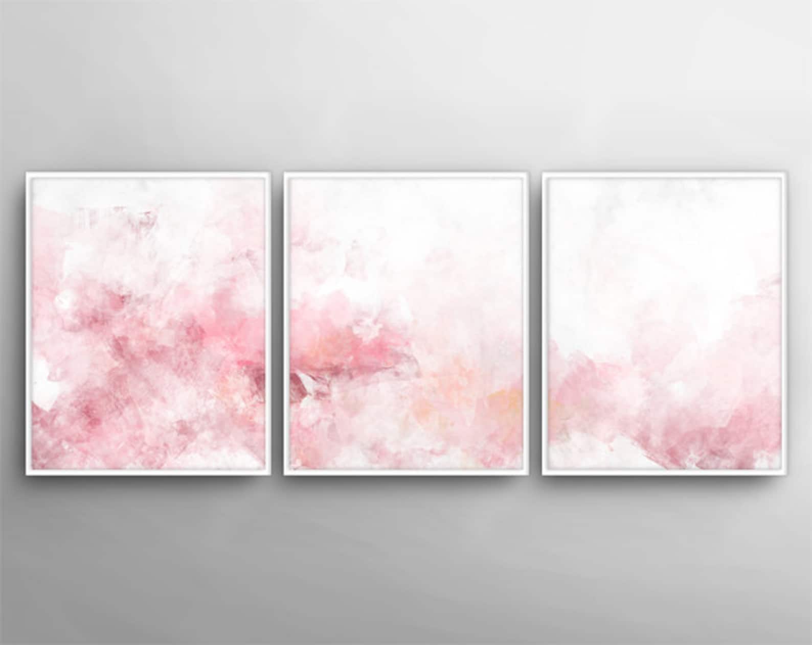 Blush Pink Wall Artbedroom Poster Set Set of 3 3 Canvas | Etsy