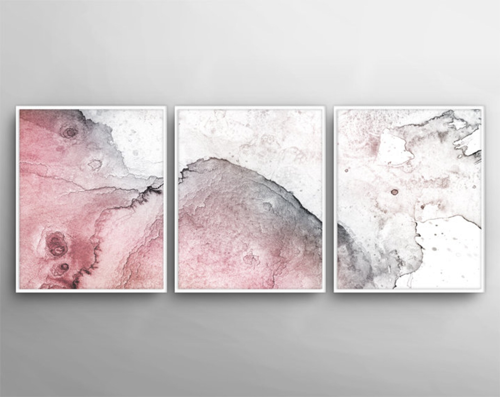 Blush Pink Art Set of 3 Wall Art Blush Pink Watercolor Art Etsy